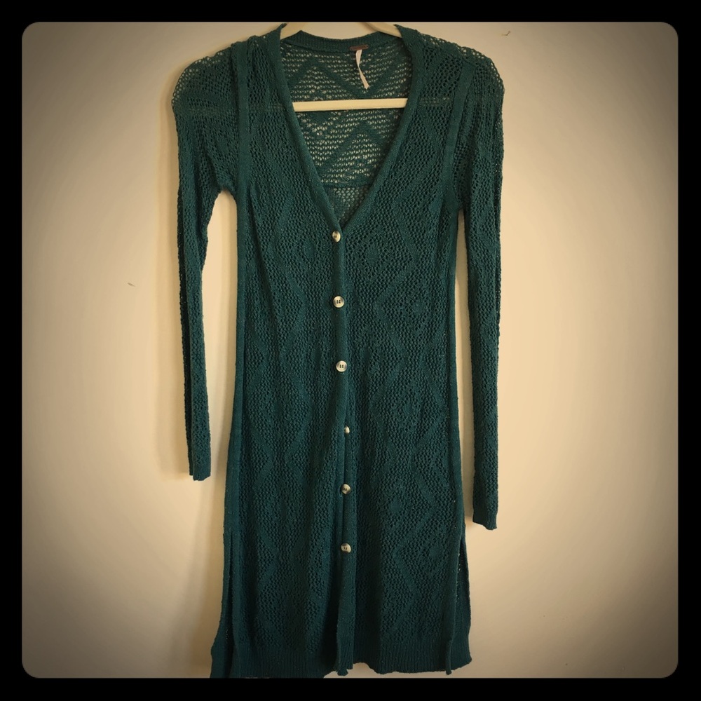Free People boho long knit sweater cardigan